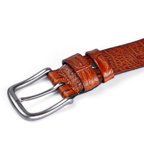 Leather Belt Mens Womens Crocodile Pattern Cowhide Cowboy Nickel Finish Buckle (38 mm) Wide Multi-Style Options3