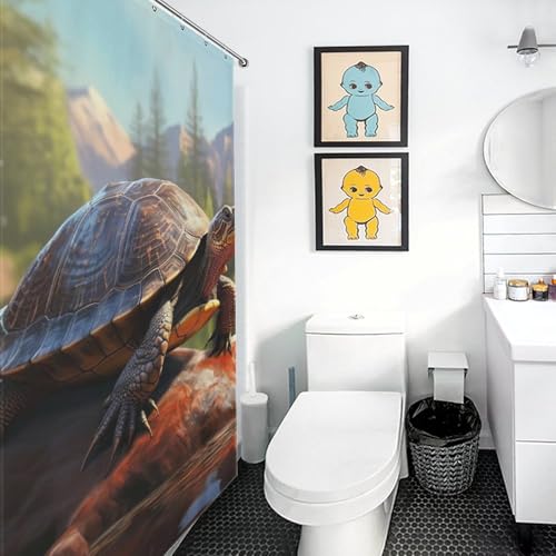 Rideau baignoire anti éclaboussure tortue de mer lavable en machine