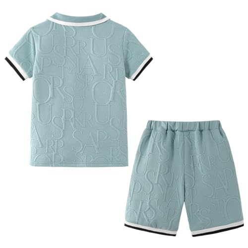 Image of Yoxindax Boys Clothes 2-Piece Casual Street Style Turn-Down Collar Half Zip Kids 4-12 Years Teen Boys Summer Outfits