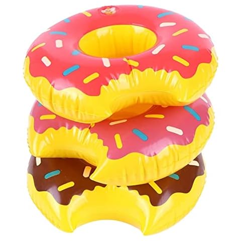 Xyka 3pcs/lot Donuts Inflatable Water Drink Floating Cup Holder Circle Cover