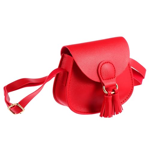 YARNOW Bolso Bandolera Borlas, Diseño de Correa Hombro, Material Pu Rojo, Bolso Mini de Moda y Cómodo para Camping y Uso Diario