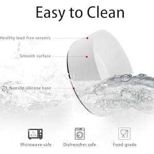 Non Slip Dog Bowls, Ceramic Dog Food Bowl with Silicone Base, 8″ Large Dog Water Bowl No Spill, Heavy Modern Pet Feeding Bowl for Medium-sized Dogs and Large Breed, Microwaveable (White)