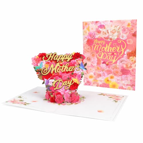 Carte 3D fête des mères avec bouquet pop-up élégant pour maman
