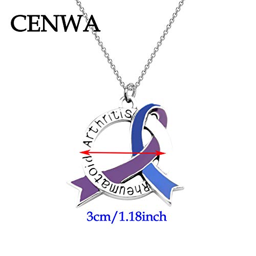 CENWA Blue & Purple Awareness Ribbon Jewelry RA Warriors Gift Rheumatoid Arthritis Awareness Zipper Pull/Necklace2