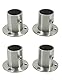 Edelstahl Kleiderstange Rundrohr Spurstangenkopf Halterung für Kleiderschrank, 4er Set, 52mm x 52mm x 40mm, Rostfreie Verstellbare Flanche für 25mm