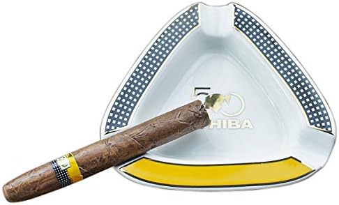 Cigar Ashtray Triangle - Large Outdoor Cigars Ashtray for Patio/Outside/Indoor Ashtray Cigar Gifts for Men (White)