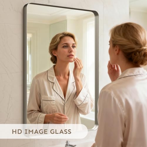 Image of 36 inchx24 inch Bathroom Vanity Mirror for Wall Aluminum Framed Farmhouse Rectangle
