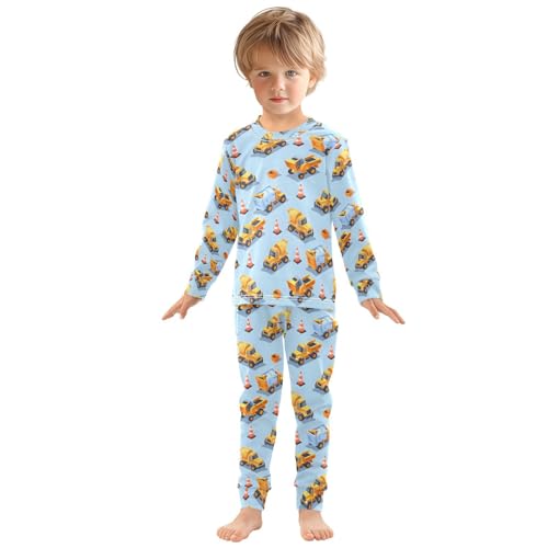 ALAZA Funny Truck Blue Pajamas Long Sleeve Sleepwear 2-Piece Pajama Set3