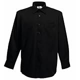Fruit of the Loom Herren Long Sleeve Poplin Shirt Freizeithemd, Schwarz (Black), XXX-Large
