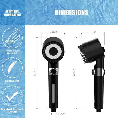 Filtered Shower Head with Handheld, High Pressure Water Flow and Multiple Spray Modes Shower Head with Filter, Power Wash for Hard Water, Showerhead with ON/OFF Switch for Pets Bath - Image 3