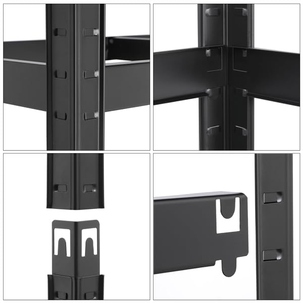 Yaheetech 180 x 90 x 60 cm Étagères Charge Lourde Clipsable Résistant Capacité 875 kg Meuble de Rangement Garage Cuisine Chambre Noir 180 x 90 x 60 cm