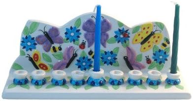 Butterfly & Flowers Ceramic Menorah
