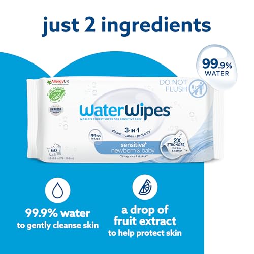 WaterWipes 444 Pack, Mixed Baby Wipes, 3-In-1 Cleans, Cares, Protects, 99.9% Water, Unscented (6 packs x 60 + 3 packs x 28) - Image 4