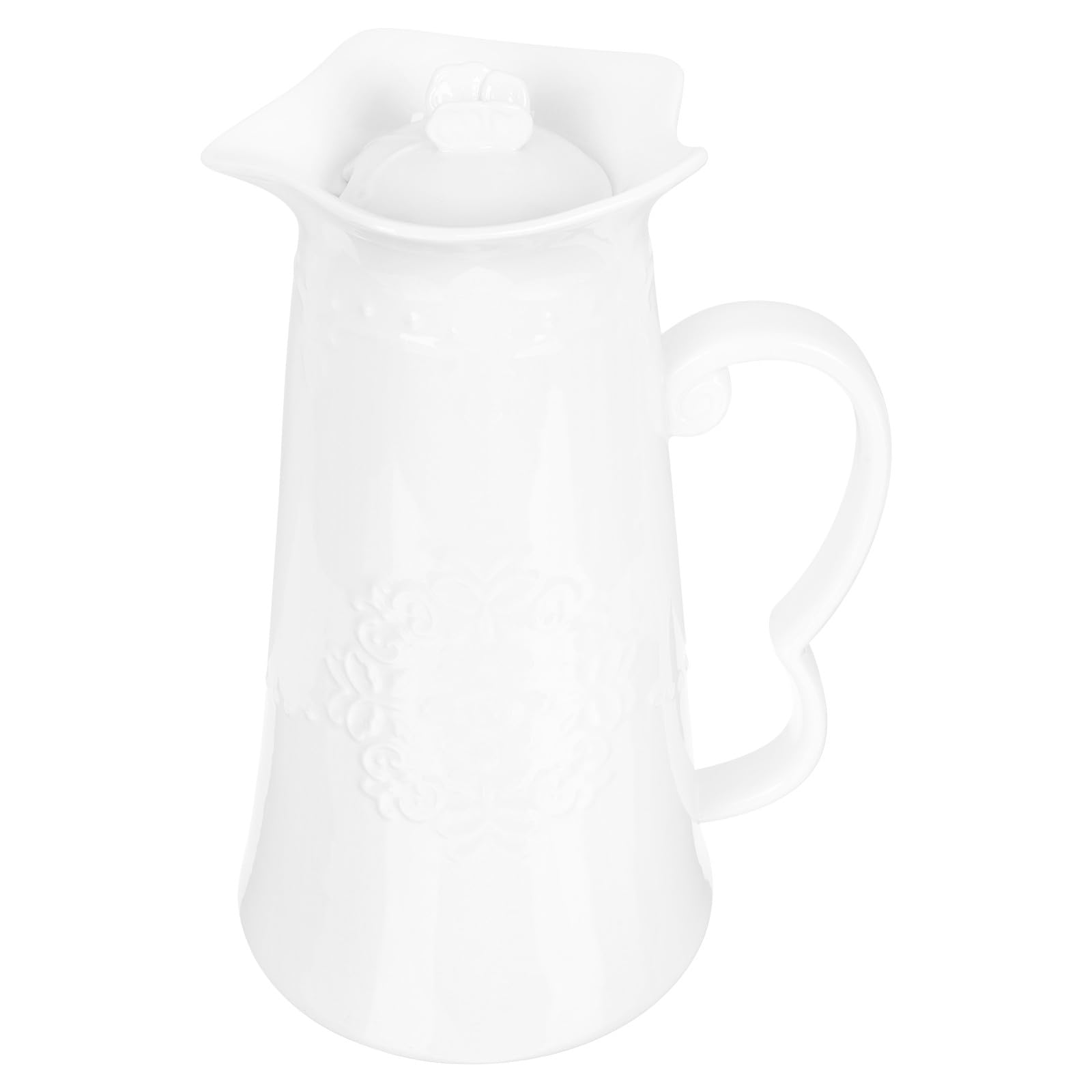Pichet en Céramique Blanc 1300ml pour Bière et Lait Couvercle Élégant Simple pour Fête Piscine ou Usage Domestique