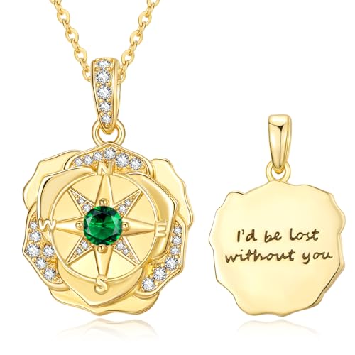 JIYVY32 14K �S�[���h �R���p�X �l�b�N���X �����p I'd be be lost without you �y���_���g�l�b�N���X �o�����^�C���f�[ ��̓� ���� �� �� �ޏ��ւ̃M�t�g, �x�[�X�B, �L���[�r�b�N�W���R�j�A