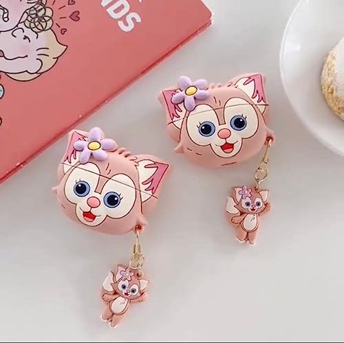 Image of Emoh Roced Case for AirPodS 4 (2024) with Keychain (ANC), Cute Cartoon Shockproof Protective Cover Compatible with Apple AirPods 4th Generation 2024 for Women and Boys (Linabell cat)