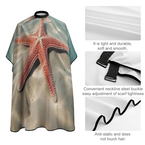 Capa para corte de cabello Ocean Starfish unisex 170x144 cm miniatura 4