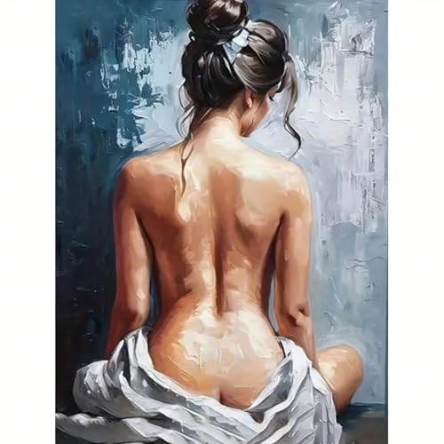 Peinture à l'huile abstraite femme sexy de dos avec cadre XBTYKPB 60x80cm