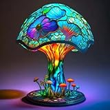 Xugenxes Painting Mushroom Table Lamp,5.9 Inch High Stain Plant Series Night Light, Bohemian Resin Mushroom Decoration Bedside Lamp Bedroom Living Room Home Office Decoration Gifts