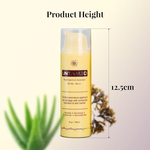 Image of UNTAMED Sunscreen SPF50+ PA+++ for Oily & Dry Skin, Face Use for Men & Women, 5-in-1 Formula that Acts as Essence, Primer , Antioxidant serum, Moisturizer and SPF 50, Lightweight Texture, Sulphate & Paraben Free, Clean formula, Daily UV, Pollution & Blue Light Protection, 50g