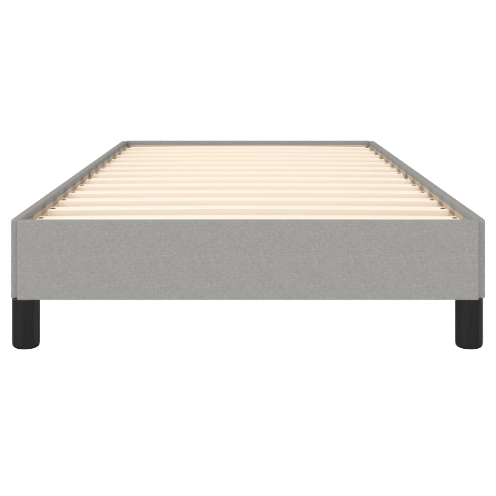 90x190 cm Fabric Bed Frame with Plywood Slats, Light Gray | Upholstered platform bed ideal for youth or guest bedrooms, easy to assemble.
