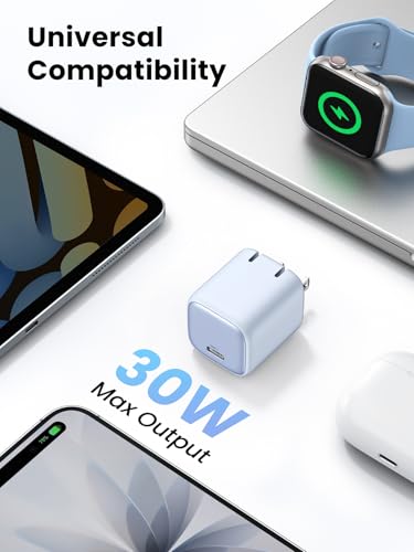 Image of UGREEN 30W USB C Charger, Nexode Foldable GaN PPS Compact Fast Wall Charger Block, USB-C Power Adapter for iPhone 17 /16 /15 /14, Galaxy S25 /S24 /S23, Pixel 9 /8 /7, MacBook Air, iPad(Blue)