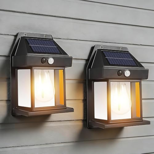 Applique murale solaire vintage en lot de 2 avec 3 modes et étanchéité IP65
