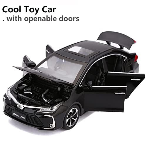 Image of 1:32 Diecast Metal Car Model Corola Toy Cars for Kids Pull Back Openable Doors with Light Sound