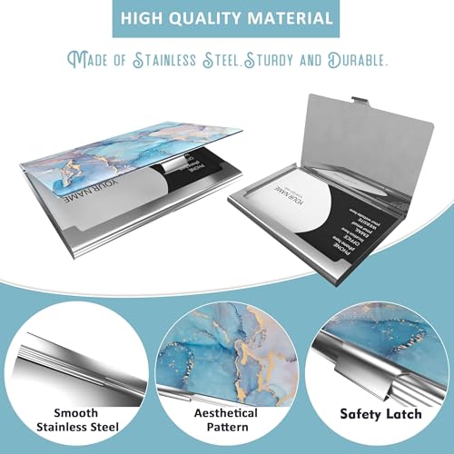 WOCOCN Metal Card Clip Wallet, Slim Business Card Holder and Organizer Pocket, Name Card Holder is Designed with Delicate Pattern, Easy to Carry (Blue Marble) - Cosy Home Interiors WOCOCN Metal Card Clip Wallet, Slim Business Card Holder and Organizer Pocket, Name Card Holder is Designed with Delicate Pattern, Easy to Carry (Blue Marble) - Image 5