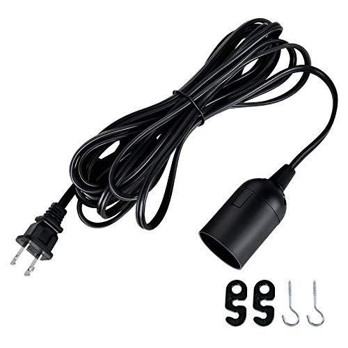 Simple Deluxe 15 Feet 360W Extension Hanging Lantern Pendant Light Lamp Cord Cable E26 Socket On/Off Switch (No Bulb Included), Black #TOP1