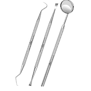 KINZIO Igiene Dentale Kit Specchio dentale per Placca e Tartaro Rimozione Sbiancamento Denti kit con specchietto dentista Pulizia Denti Tartaro Ablatore Kit per Cura Orale 3p Set