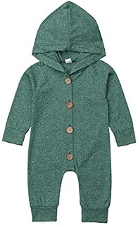 Dubasam Newborn Baby Boy Long Sleeve Romper Jumpsuit Hooded Onesie Playsuit Solid Hoodie
