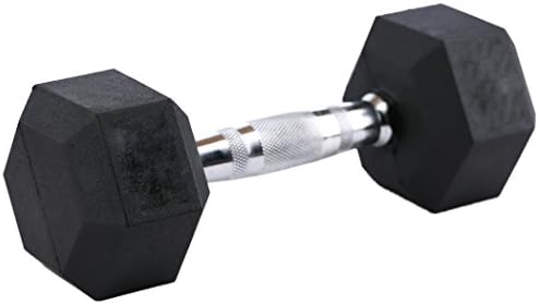 RAGE Fitness Hex Dumbbell Premium Rubber Encased, Hand Weight (10lb, 20lb, 25lb, 35lb, 40lb, 45lb, 50lb – SOLD INDIVIDUALLY), SET OF 2, Black With Steel Chrome, Weightlifting, Hexagon Dumbbell