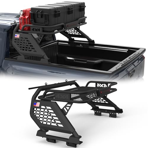Image of Sport Roll Bar Compatible with Mid Size Pickup Truck for Tacoma, Ranger, Canyon, Frontier | Quick Installation no Drilling Required | Light Mount | with Cargo Basket