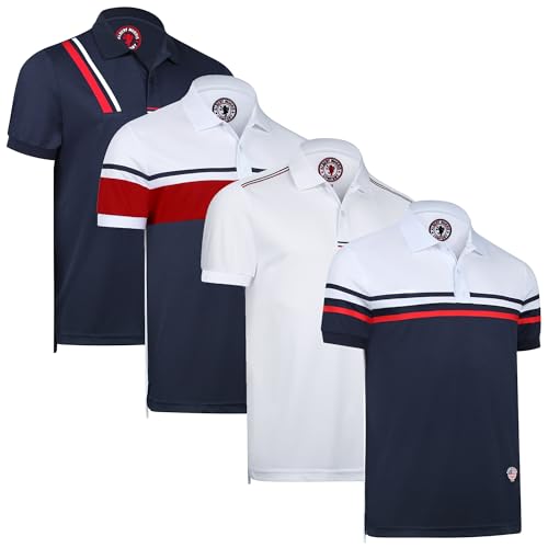 Albert Morris Mens Striped Short Sleeve Polo Shirts 4 Pack