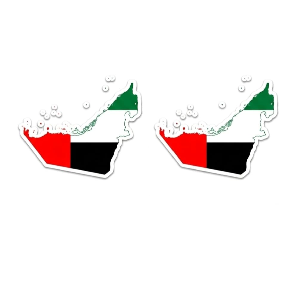 UAE Map Flag Vinyl Sticker Waterproof Die-Cut Decal for Cars Laptops and Windows 13x13 cm Pack of 2