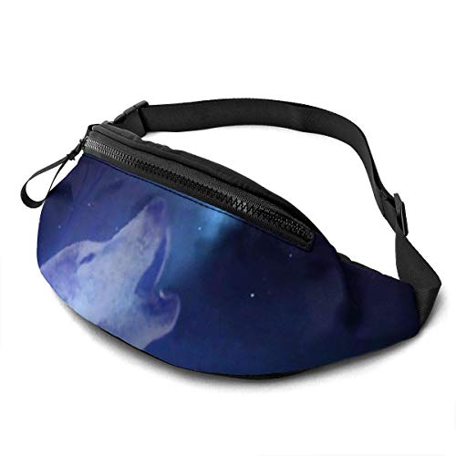 XCNGG Bolso de cintura corriente bolso de cintura de ocio bolso de cintura bolso de cintura de moda Galaxy Wolf Howling Waist Pack Durable Running Pack for Mens Women Waist Bag with Headphone Large Co