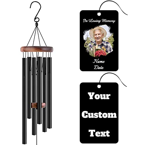 Image of Personalized Custom Wind Chimes Memorial Gift for Loss of Loved One Mother Dad Mom Dog Pets Customized Outdoor Sympathy Wind Chimes with Photo Text