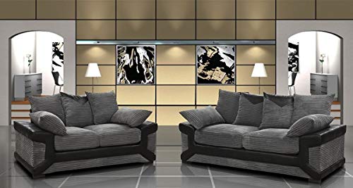 Honeypot - Sofa - Dino - Black/Grey - Brown/Beige - Faux Leather/fabric (Black/Grey, 3 & 2 Seater)