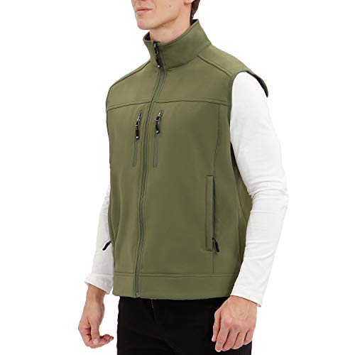 Men's Full-Zip Polar Fleece Vest Soft And Cozy Sleeveless Jacket Lightweight Outwear Vest(Olive,XL)