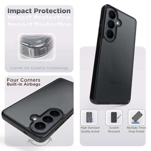 Image of RIGGEAR Shockproof Clear Hybrid Armor Back Cover Case Compatible with Samsung Galaxy S26 (Clear-Black TPU Bumper with Transparent PC)