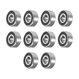 DEEG 10 Pack R3-2RS Double Rubber Seal Bearings 3/16" x 1/2" x 10/51" Deep Groove Ball Bearings