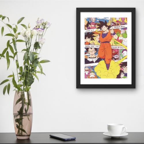 Image of CRAFT QUEST Dragon ball Z Anime Poster Laminated Posters Framed Painting For Anime Naruto Fans Wall Decor, Home Decor with Matte Black Frame (14 Inches x 10 Inches)