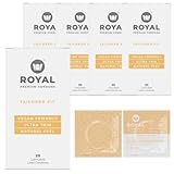 Royal Tailored Fit Ultra Thin Vegan Condoms Bulk Pack - Premium Lubricated Condom for Men - Unflavored Lubricant, Organic Latex Rubber - Odorless, Snug, Natural Feel - Safe & Durable - 100 Count