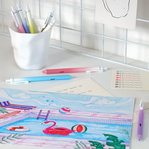 Image of WRITECH Fine Point Gel Pens: 8ct Multi Colored 0.7mm Medium Point Retractable Assorted Color Ink Pen Smooth Writing for Journaling Coloring Gradient Barrel No Bleed & Smudge & Smear