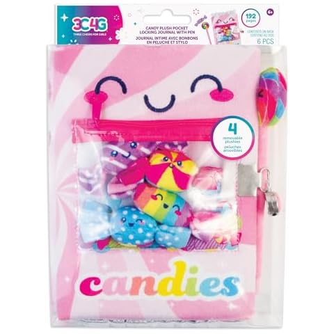 3C4G: Candy Plush Pocket Locking Journal with Pen - Zipper Pouch Holds 4 Removable Candy Plushies, 192 Pages, Take Notes-Sketch-Design, Ages 6+ Cover