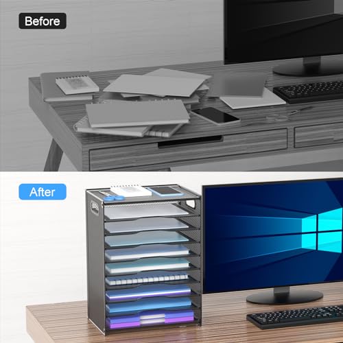 OUTWOLF-10-Tier-Paper-Organizer-Letter-Tray-Mesh-Desk-File-Organizer-with-Handles-for-Office-School-Desktop