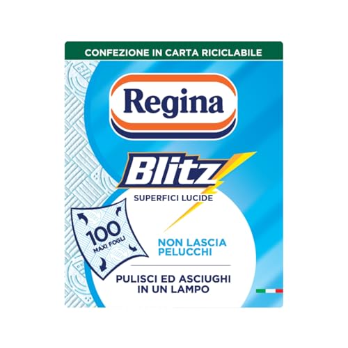 Regina Blitz - 1 Rotolo di Carta Casa, 100 Maxi Fogli a 3 Veli in Confezione Carta Riciclabile, Pulisci e Asciughi in un Lampo, 100% Certificata FSC