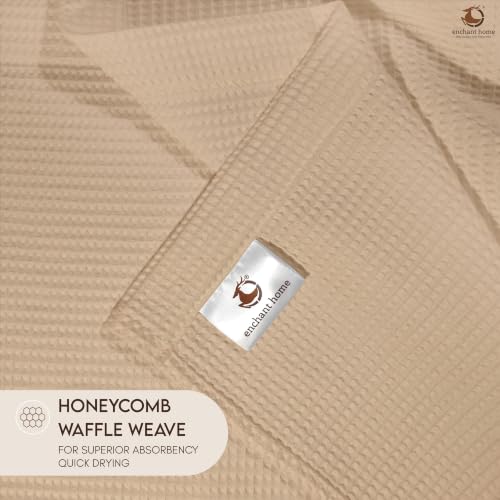 Image of Pure Cotton Waffle Towel | Lightweight | Anti Microbial and Water Absorbent | Soft Touch Quick Drying Bath Towels (Beige, Pack of 1)