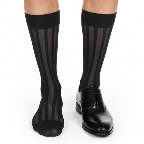 Quilax Mens Silk Sheer Socks Men Casual Business Dress Socks Striped